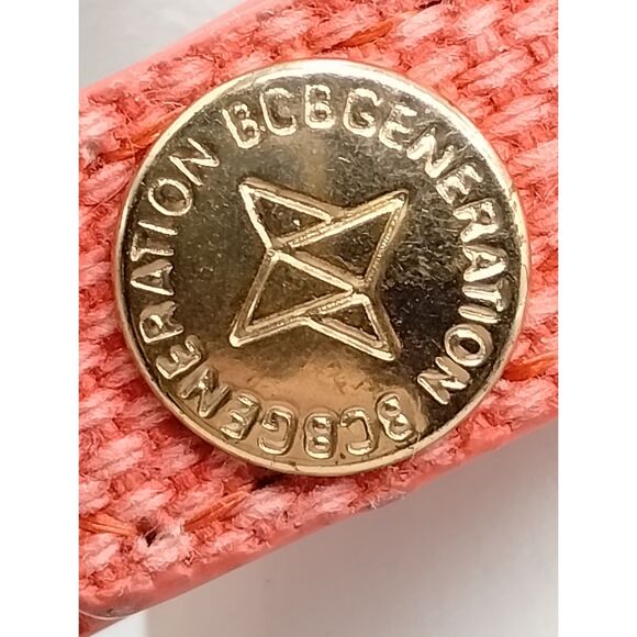 BCBGeneration FEARLESS Slide Charm Leather Snap Cuff Bracelet Pink and RoseGold - Picture 2 of 5